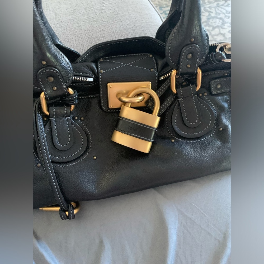 Chloe Paddington Hand Bag Leather Black Gold Authentic - pre owned - Picture 16 of 17
